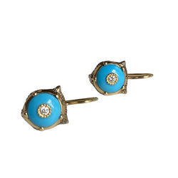 Boucles d’oreilles GUCCI « Le Marché des merveilles » en or jaune, turquoise et diamants - Castafiore
