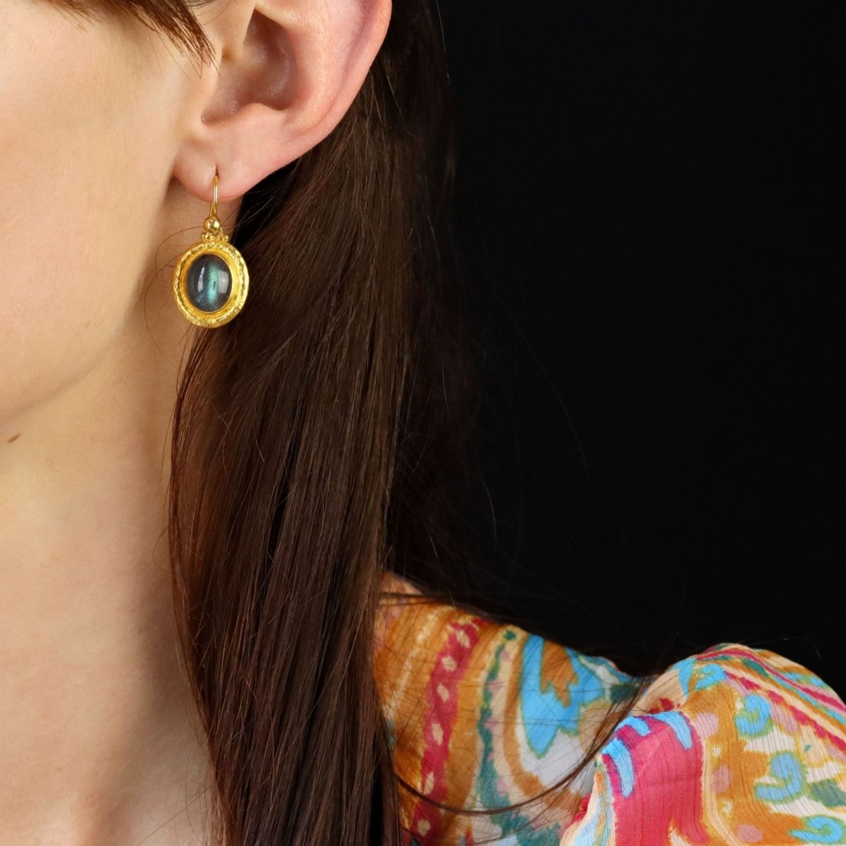 Earrings gold and labradorite Gurhan