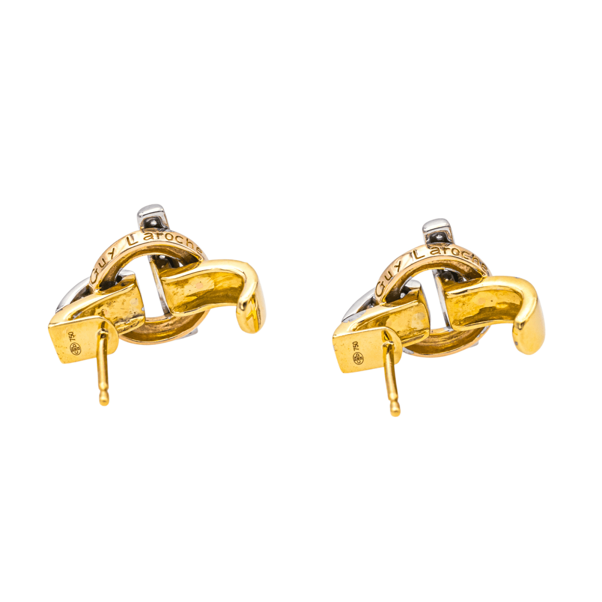 Boucles d'oreilles GUY LAROCHE trois ors et diamants - Castafiore