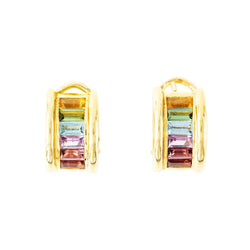 Boucles d'oreilles H. STERN "Rainbow" en or jaune, améthystes, citrines, péridots, topazes bleues et diamants - Castafiore