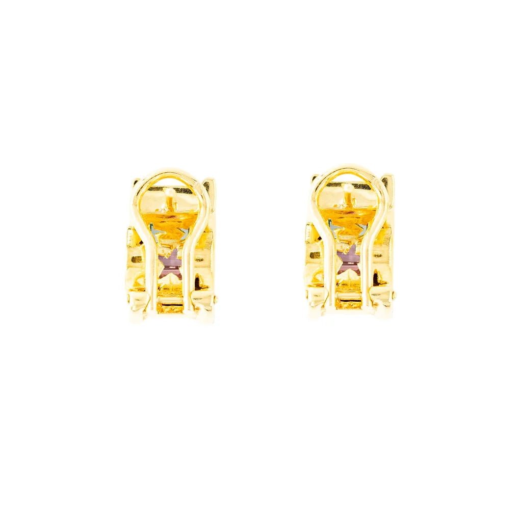 Boucles d'oreilles H. STERN "Rainbow" en or jaune, améthystes, citrines, péridots, topazes bleues et diamants - Castafiore