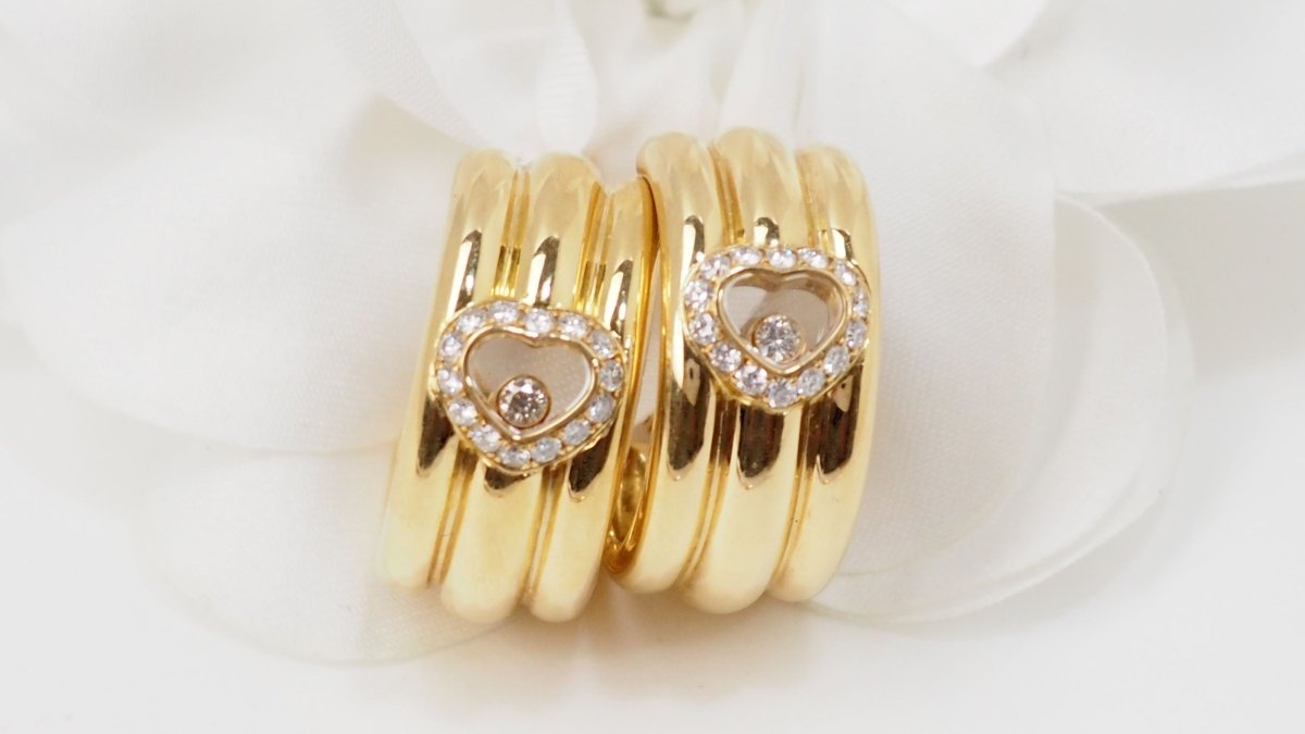 Boucles d'oreilles Happy Diamonds de Chopard en or jaune et diamants - Castafiore