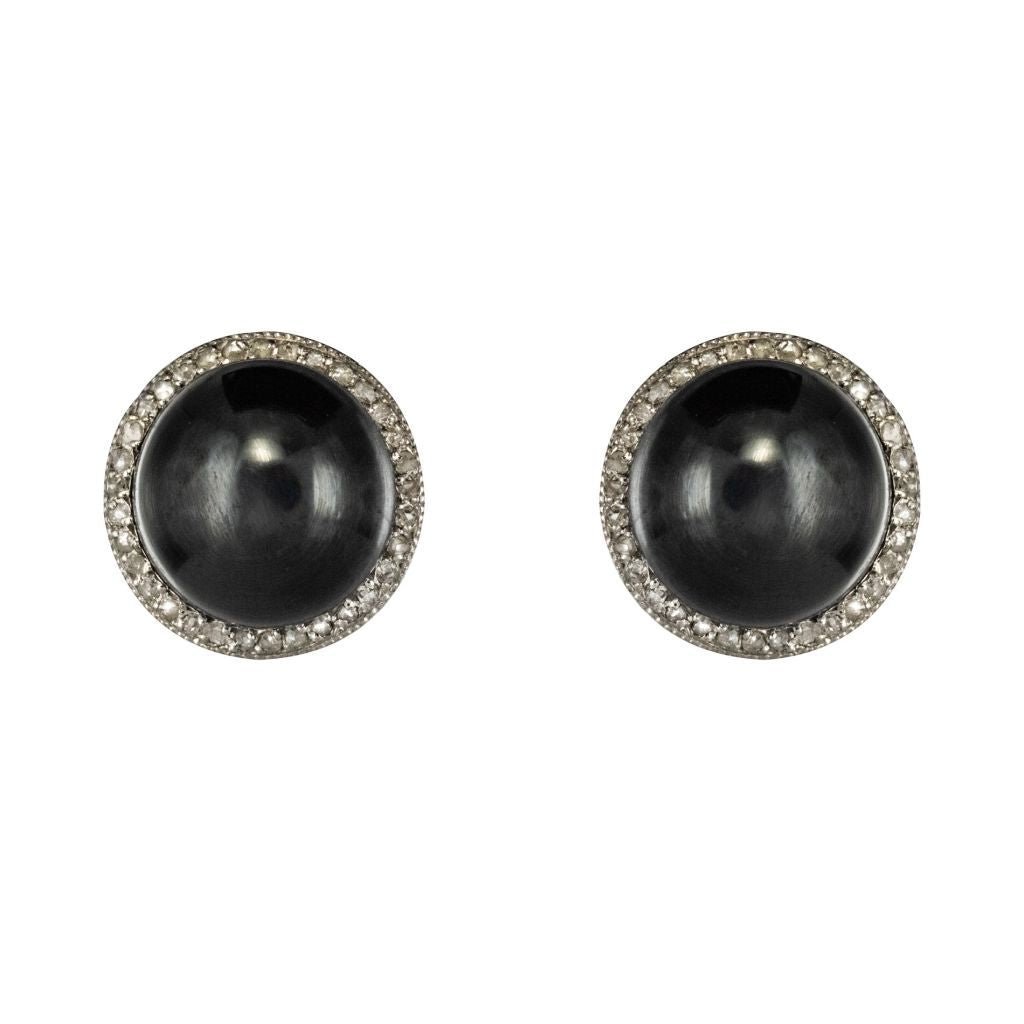 Boucles d'oreilles HÉMATITES Puces en or jaune et platine - Castafiore