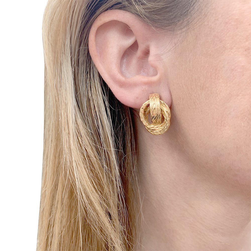 Boucles d'oreilles Hermès, "Noeuds marins", en or jaune. - Castafiore