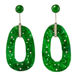 Boucles d'oreilles jade et diamants - Castafiore