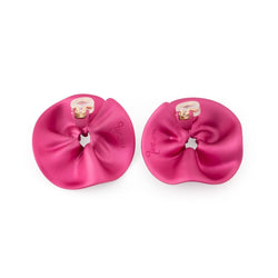 Boucles d'oreilles JAR, "Effet froncé" en forme de rose en aluminium - Castafiore