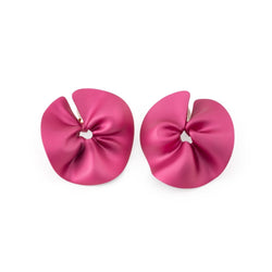Boucles d'oreilles JAR, "Effet froncé" en forme de rose en aluminium - Castafiore