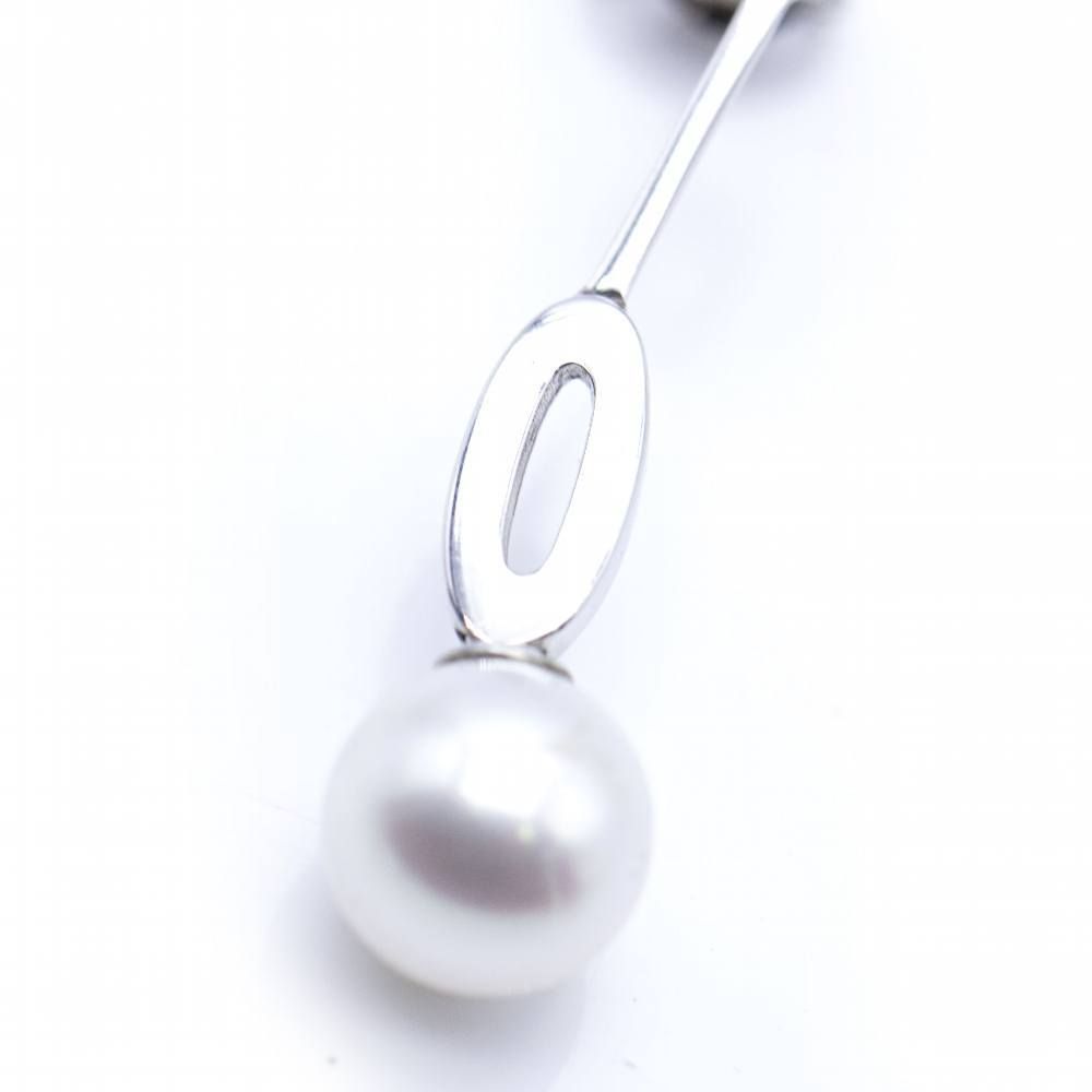 Boucles d'oreilles longues en or blanc et perles - Castafiore