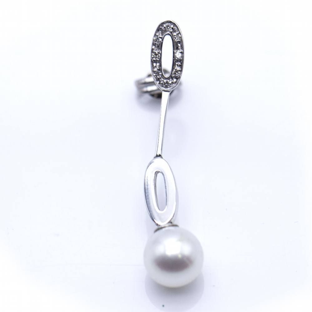 Boucles d'oreilles longues en or blanc et perles - Castafiore