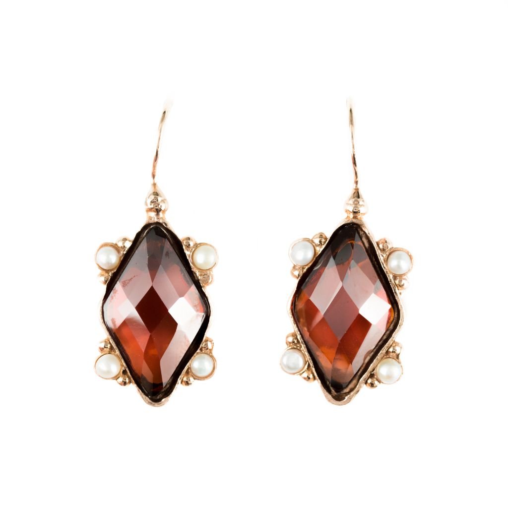 Boucles d'oreilles losange cristal et perles - Castafiore