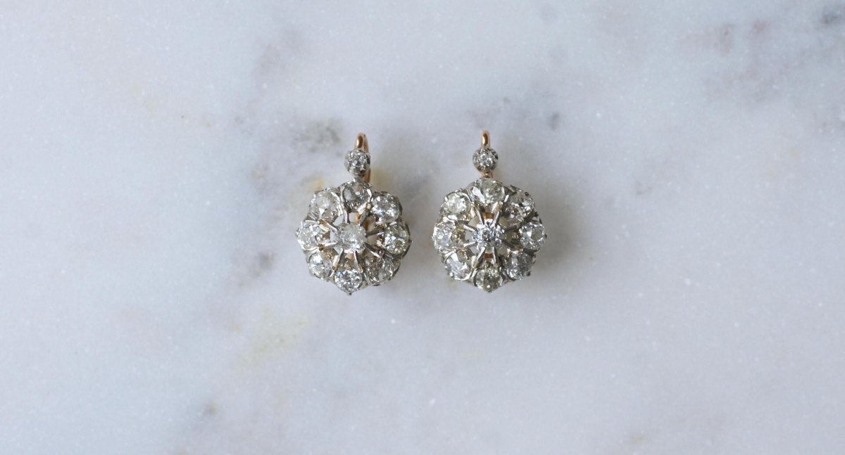 Boucles d'Oreilles Marguerite Diamants 3.00 Cts - Castafiore