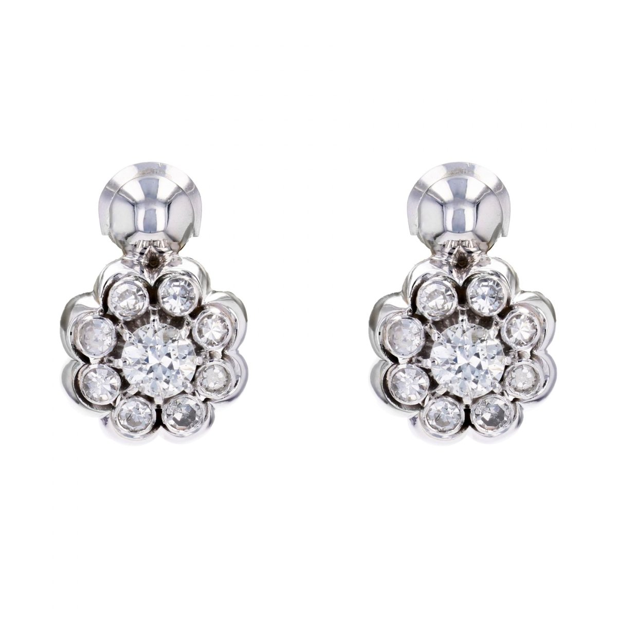 Boucles d'oreilles marguerite diamants clips - Castafiore