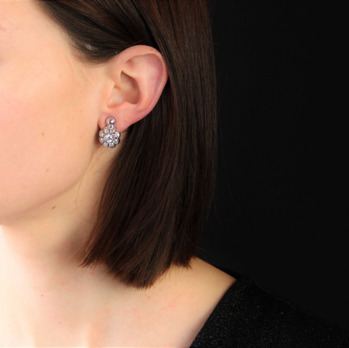 Boucles d'oreilles marguerite diamants clips - Castafiore