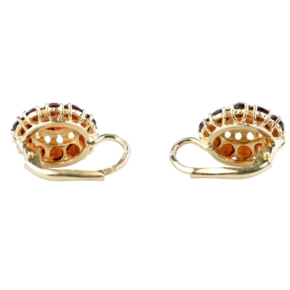 Boucles d'oreilles Marguerite en or jaune et grenats - Castafiore