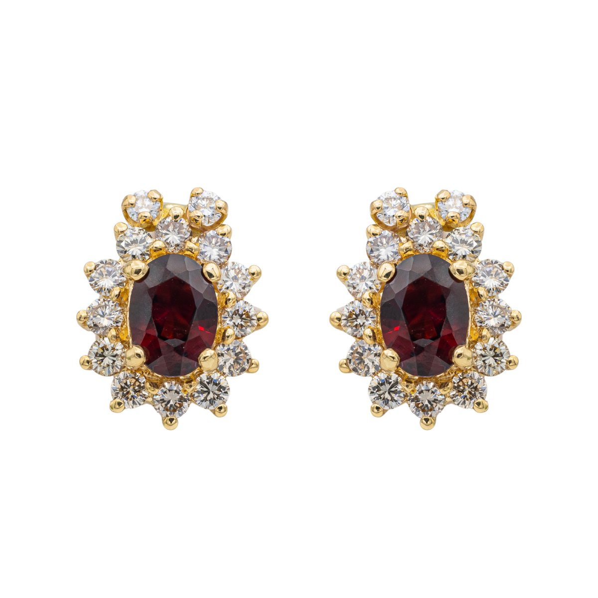 Boucles d'oreilles Marguerite Or jaune Grenat - Castafiore