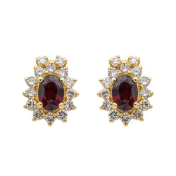 Boucles d'oreilles Marguerite Or jaune Grenat - Castafiore