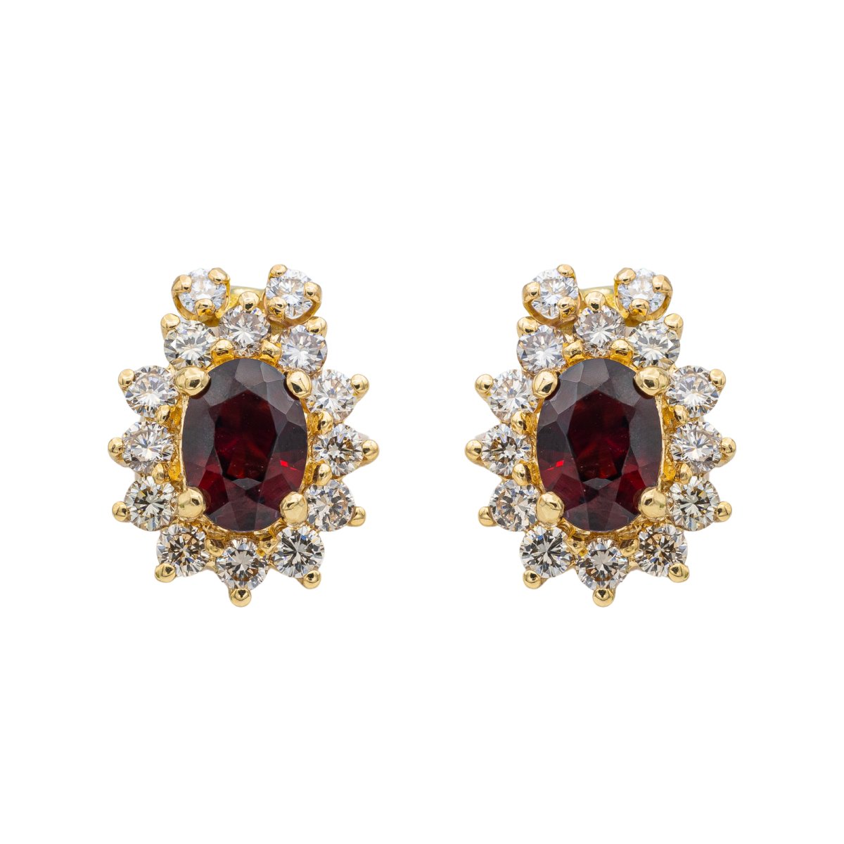 Boucles d'oreilles Marguerite Or jaune Grenat - Castafiore