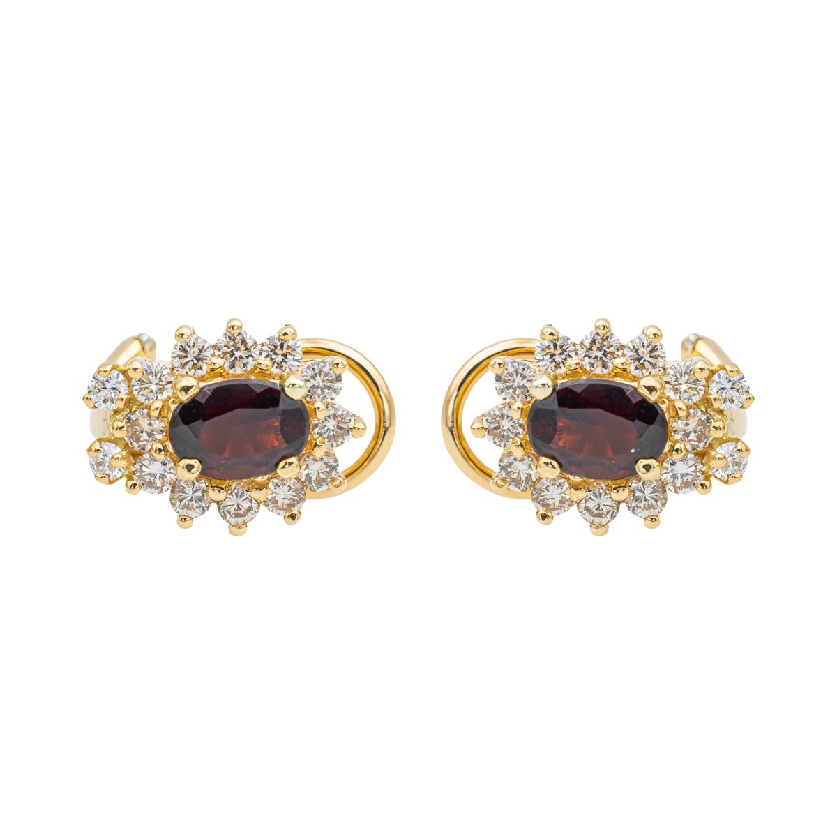 Boucles d'oreilles Marguerite Or jaune Grenat - Castafiore