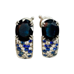 Boucles d'oreilles MAUBOUSSIN en or blanc saphir et diamants - Castafiore