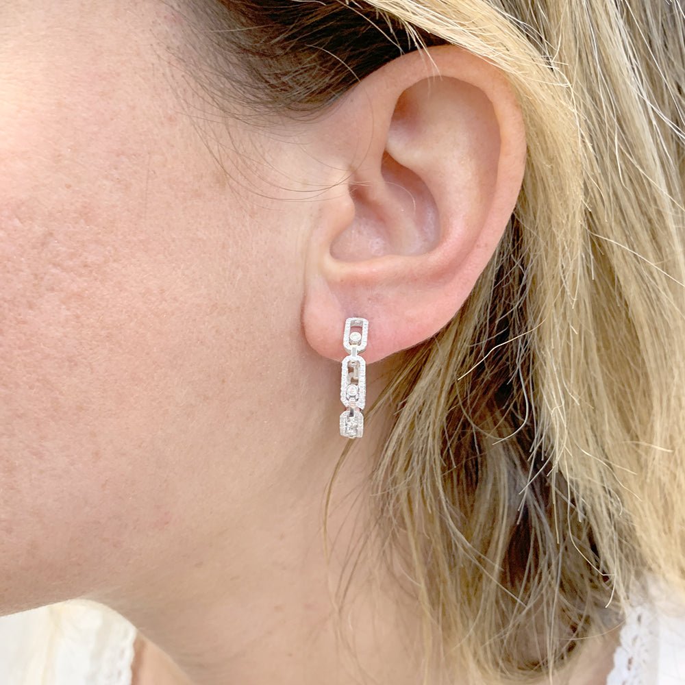 Boucles d'oreilles Messika, "Move Link", or blanc, diamants. - Castafiore