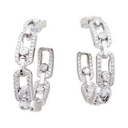 Boucles d'oreilles Messika, "Move Link", or blanc, diamants. - Castafiore