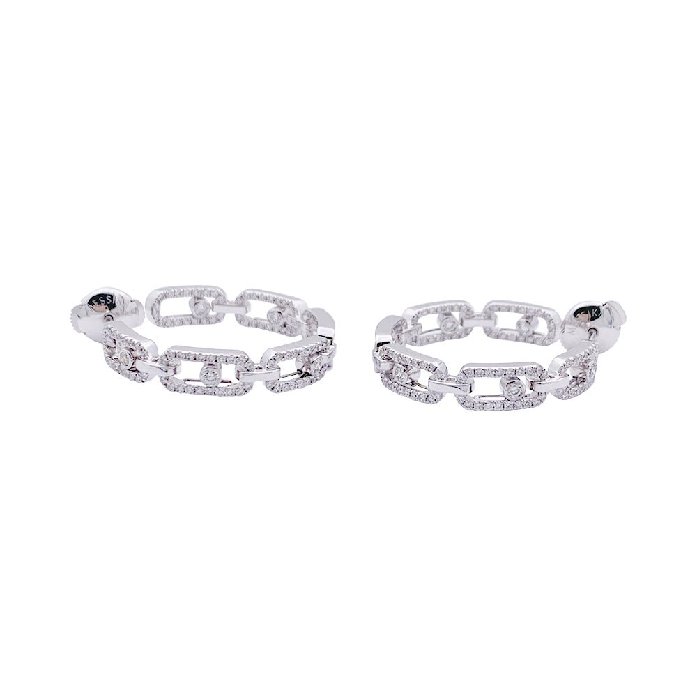 Boucles d'oreilles Messika, "Move Link", or blanc, diamants. - Castafiore