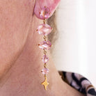 Boucles d'oreilles MIMI en or rose et quartz rose - Castafiore