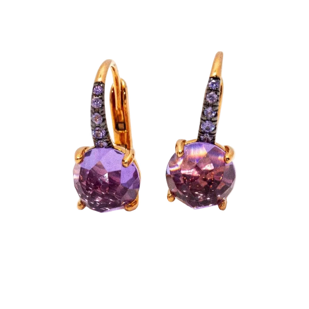 Boucles d'oreilles MIMI "Happy" en or, saphirs et améthyste - Castafiore