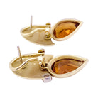 Boucles d'oreilles modernistes, or jaune, diamants, citrines. - Castafiore