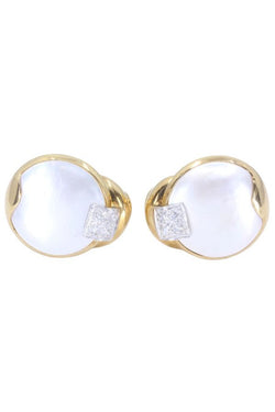 Boucles d'oreilles nacre et diamants en or jaune - Castafiore