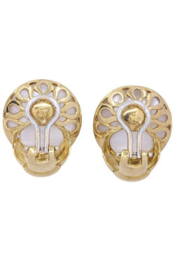 Boucles d'oreilles nacre et diamants en or jaune - Castafiore