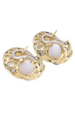 Boucles d'oreilles nacre et diamants en or jaune - Castafiore
