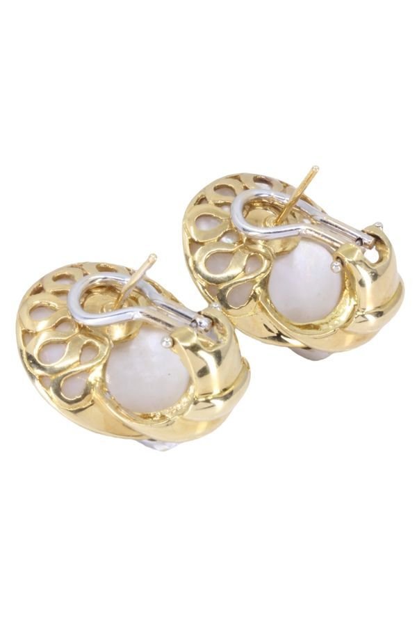 Boucles d'oreilles nacre et diamants en or jaune - Castafiore