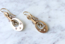 Boucles d'oreilles Napoléon III, or rose et perles - Castafiore