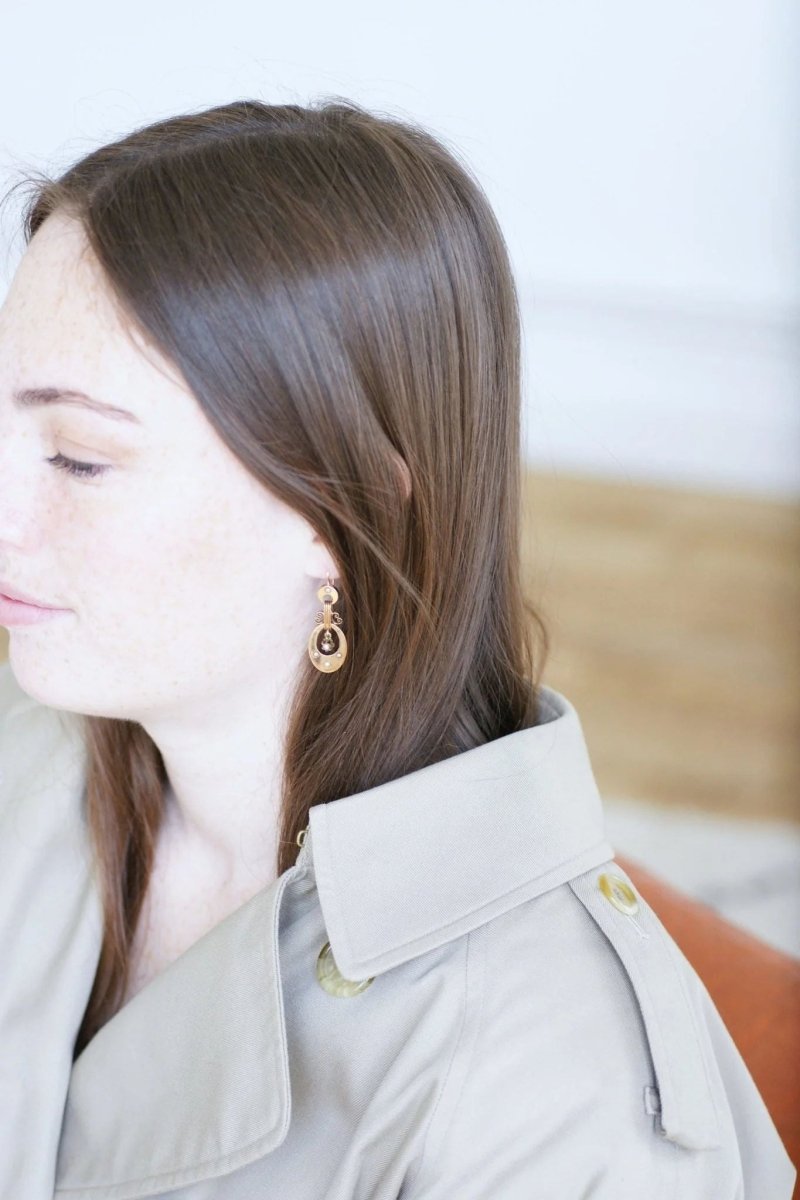 Boucles d'oreilles Napoléon III, or rose et perles - Castafiore