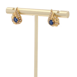 Boucles d'oreilles NŒUD en or jaune saphirs et diamants - Castafiore