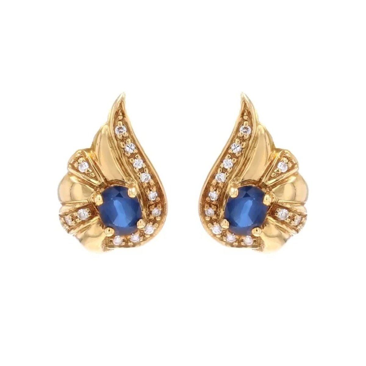 Boucles d'oreilles Noeud en or jaune, saphirs et diamants - Castafiore