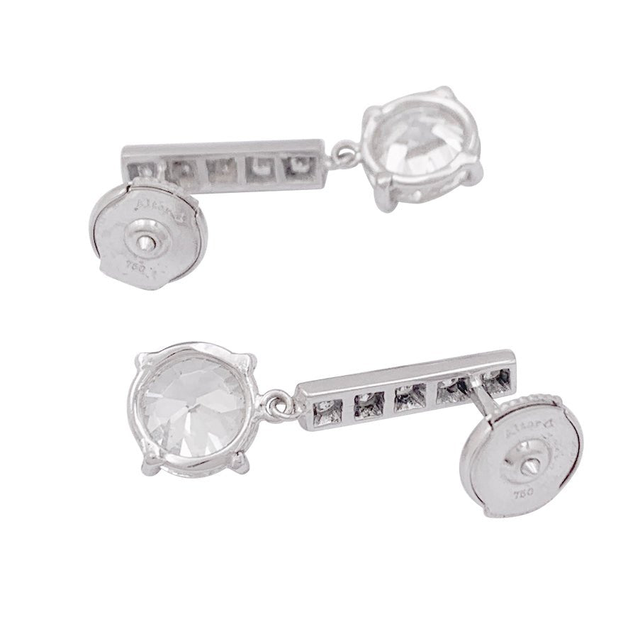 Boucles d'oreilles or blanc, diamants. - Castafiore