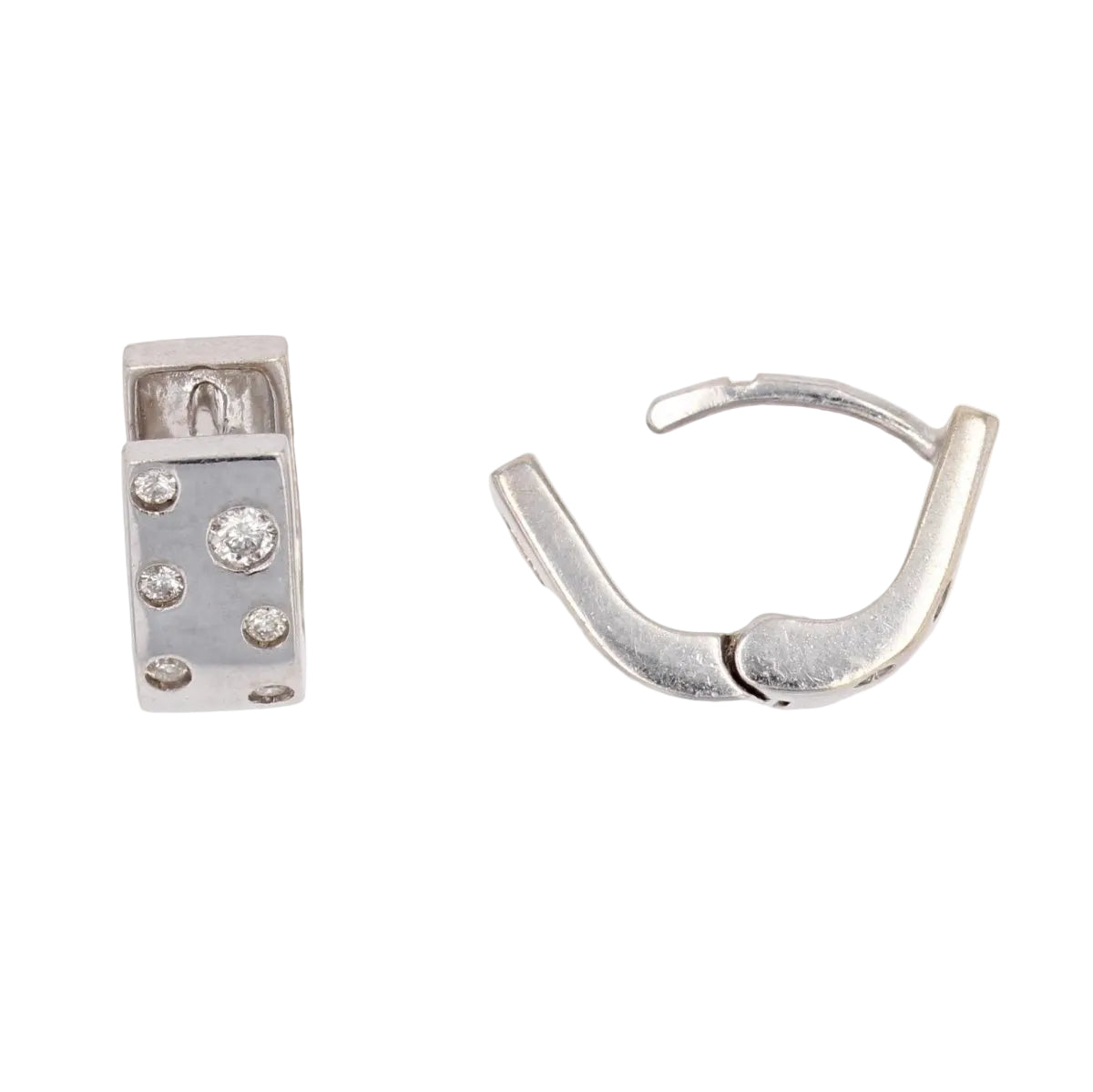 Boucles d'oreilles or blanc diamants modernes - Castafiore