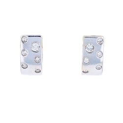 Boucles d'oreilles or blanc diamants modernes - Castafiore