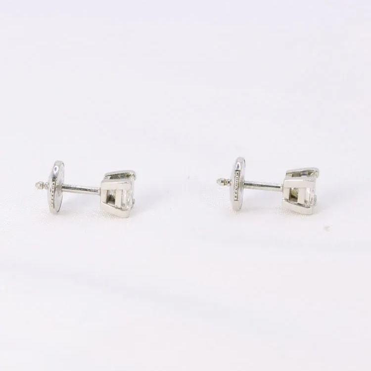 Boucles d'oreilles or blanc diamants taille princesse 0,5 ct - Castafiore