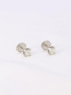 Boucles d'oreilles or blanc diamants taille princesse 0,5 ct - Castafiore