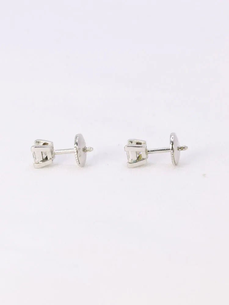 Boucles d'oreilles or blanc diamants taille princesse 0,5 ct - Castafiore