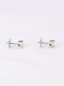 Boucles d'oreilles or blanc diamants taille princesse 0,5 ct - Castafiore