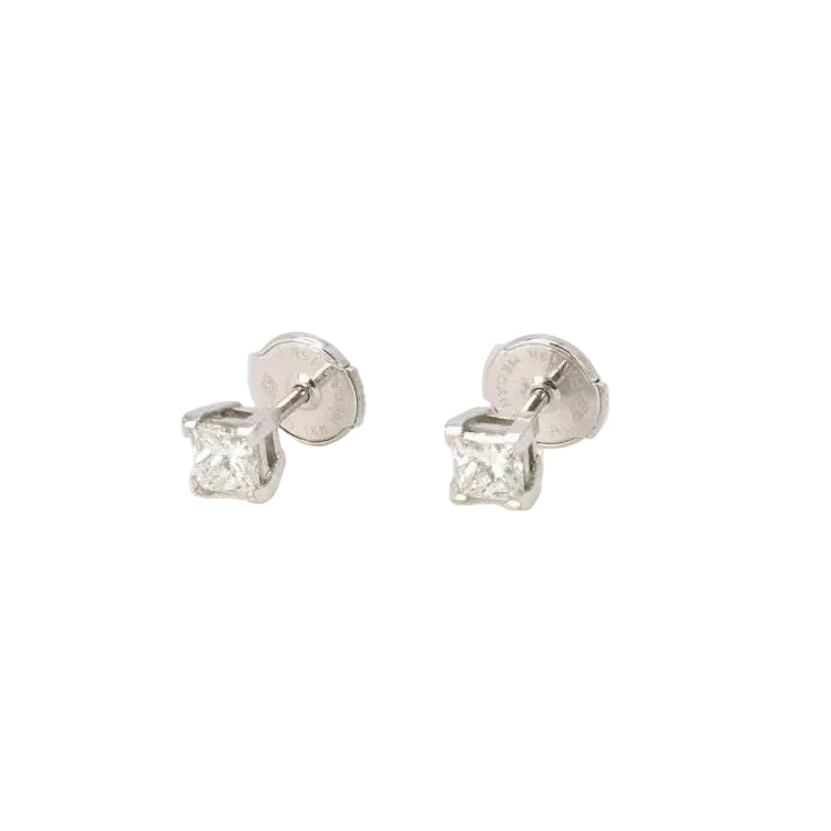 Boucles d'oreilles or blanc diamants taille princesse 0,5 ct - Castafiore