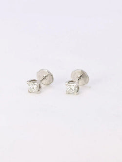 Boucles d'oreilles or blanc diamants taille princesse 0,5 ct - Castafiore