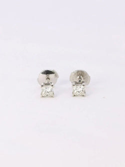 Boucles d'oreilles or blanc diamants taille princesse 0,5 ct - Castafiore