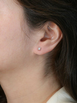 Boucles d'oreilles or blanc diamants taille princesse 0,5 ct - Castafiore