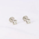 Boucles d'oreilles or blanc diamants taille princesse 0,5 ct - Castafiore