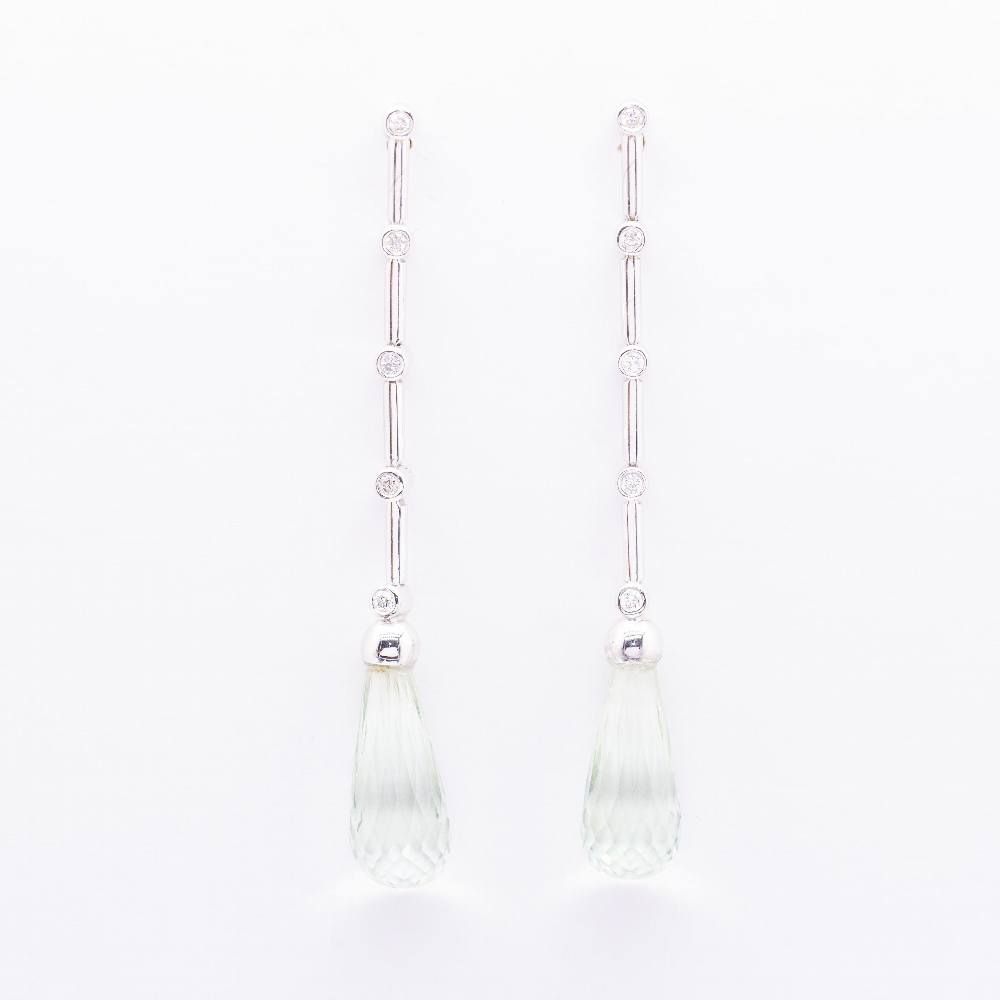 Boucles d'oreilles or blanc et diamants PRASIOLITE - Castafiore
